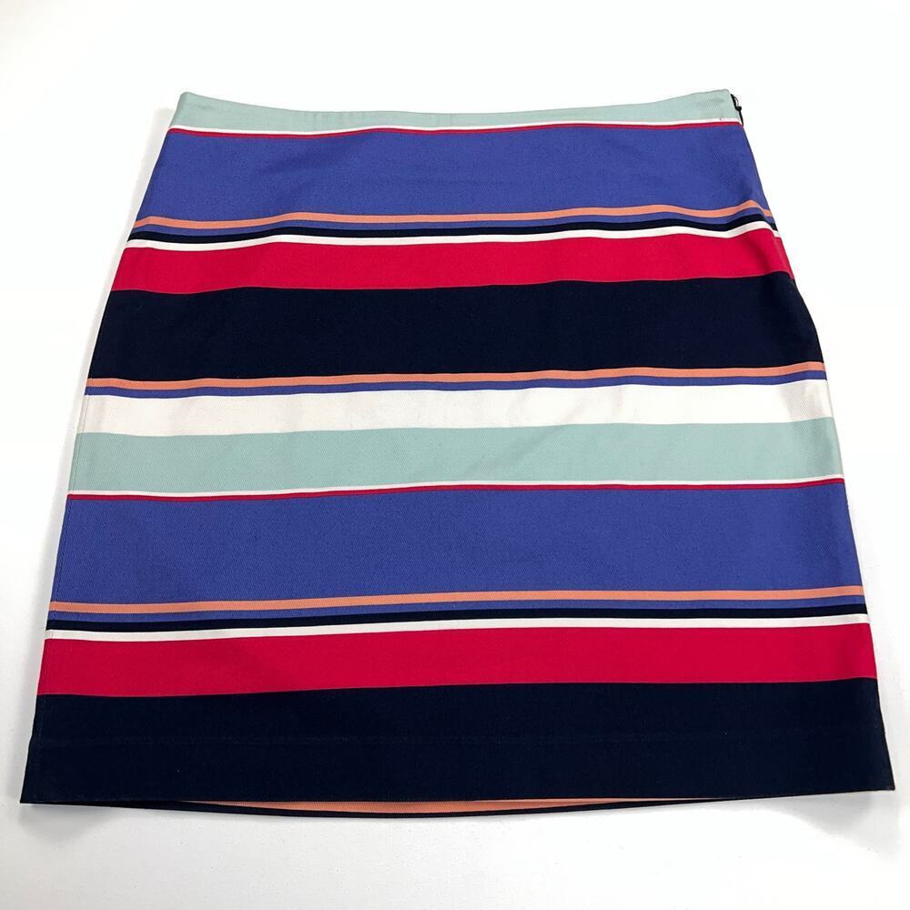 Talbots Cotton Twill Hotizontal Striped Multicolor A-Line Skirt Size 14